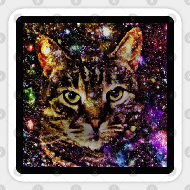 Striped Space Cat Sticker by Multiplanetary Studios